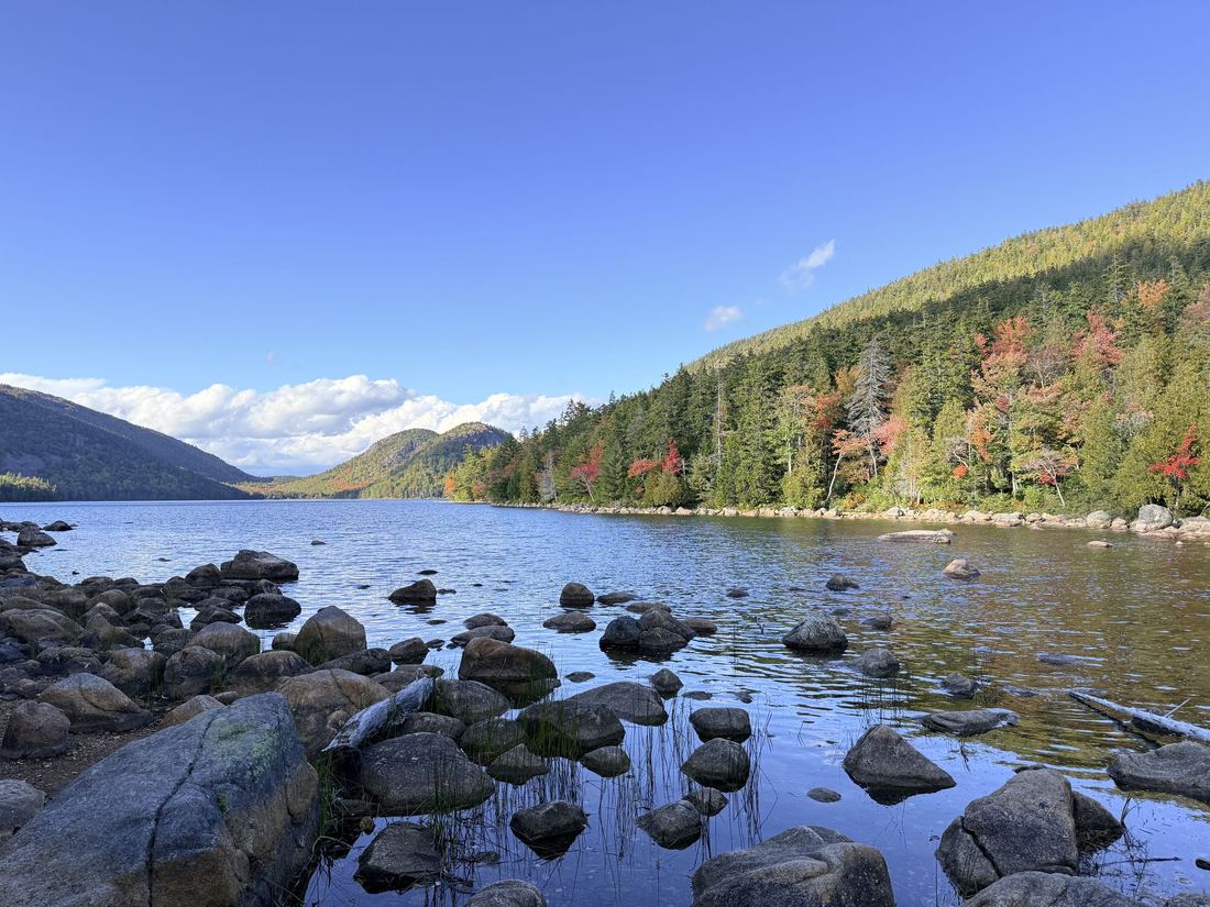 The Bubbles, Jordan Pond. The twin peaks at the north end of Jordan Pond, seen from the south shore.