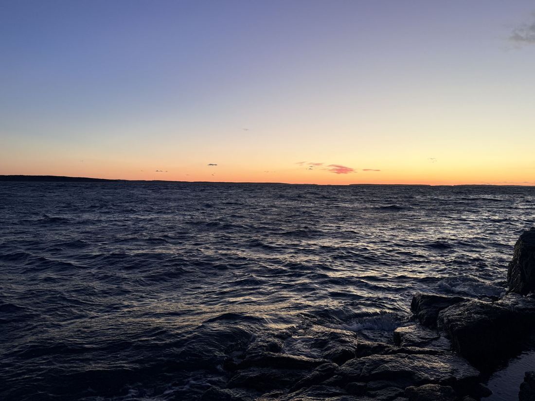 Bass Harbor. Afterglow over the water, a few minutes after sunset.