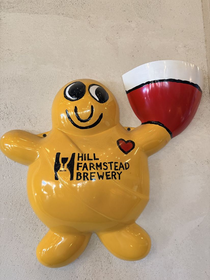 Hill Farmstead Brewery. The mascot on the wall at Greensboro Bend.