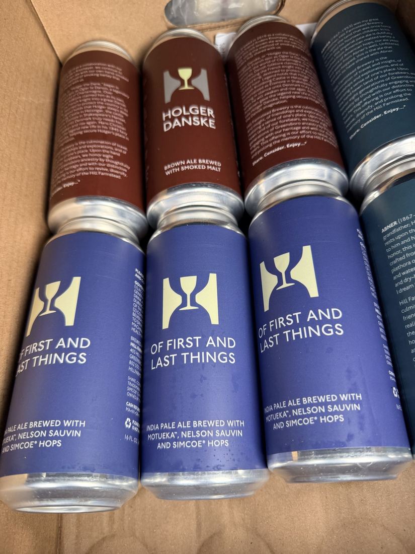 The Hill Farmstead haul. Of First and Last Things, Holger Danske and Abner, packed for the road.